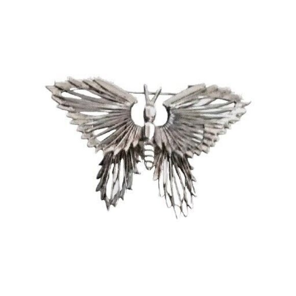MEXICO 925 Silver TG-189 EM Marked Vintage Taxco Butterfly Brooch Wire Wings - Picture 1 of 14